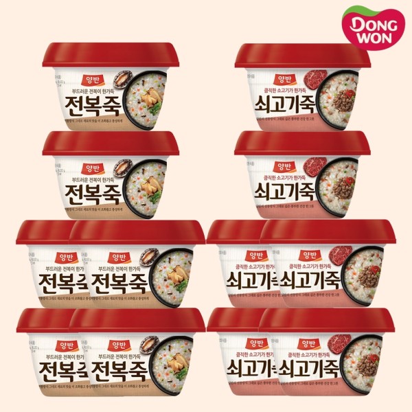 [동원] 양반 용기 전복죽 6개 + 쇠고기죽 6개