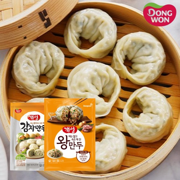 [동원] 개성 왕만두 대용량 고기2.1kg_김치2.1kg_감자1.9kg (총2봉) 택1개성 왕만두 2.1kg 1봉  + 감자만두 1.9kg 1봉