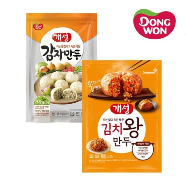 [동원] 개성 왕만두 대용량 고기2.1kg_김치2.1kg_감자1.9kg (총2봉) 택1개성 김치왕만두 2.1kg 1봉+ 감자만두 1.9kg 1봉