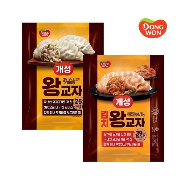 [동원] 압도적 고기함량 개성왕교자 만두 494g x 6봉(총2,964g) 고기_김치 택1개성왕교자 고기 494g 2봉 + 김치 494g 4봉