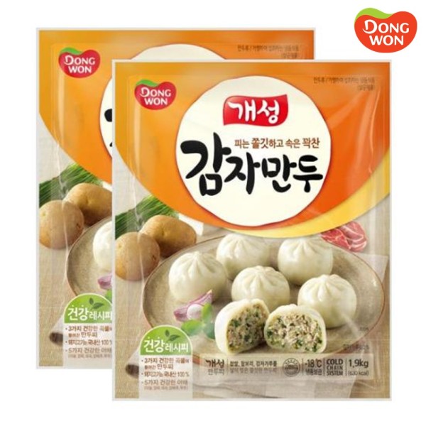 [동원] 개성 왕만두 대용량 고기2.1kg_김치2.1kg_감자1.9kg (총2봉) 택1개성 감자만두 1.9kg X 2봉