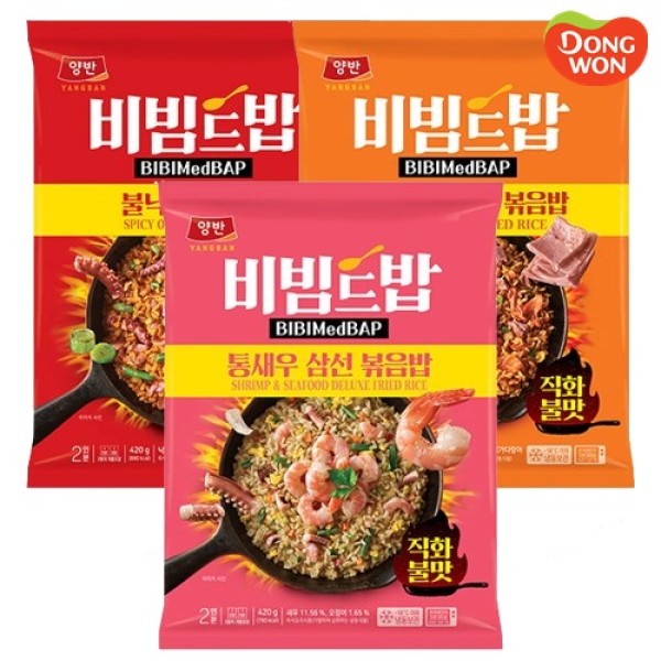 [동원] 통새우삼선_참치김치_매콤불낙지 볶음밥 3종 (각 1봉씩, 총 1,260g)