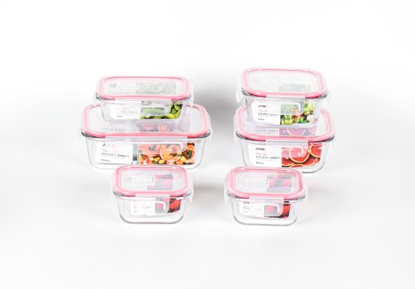 [제이니] 더 레드 오븐글라스 밀폐용기 6종(12P)