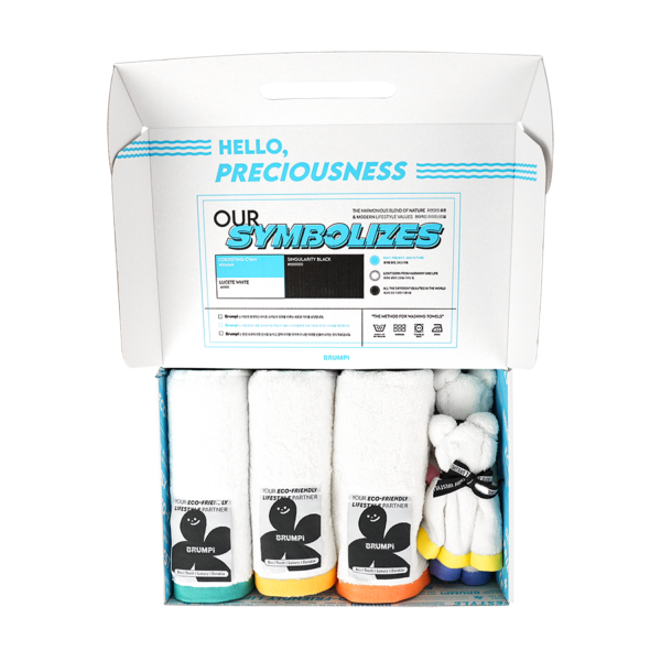 [BRUMPI] (오코텍스1등급) 뱀부얀 호텔타올220g 5종세트(타올3매+핸드타올2매)