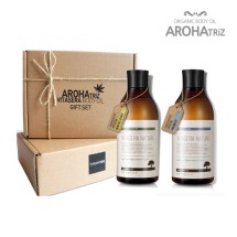 [아로하트리즈] 식물성 바디오일300ml 2종 선물세트 (휴대용 용기증정)