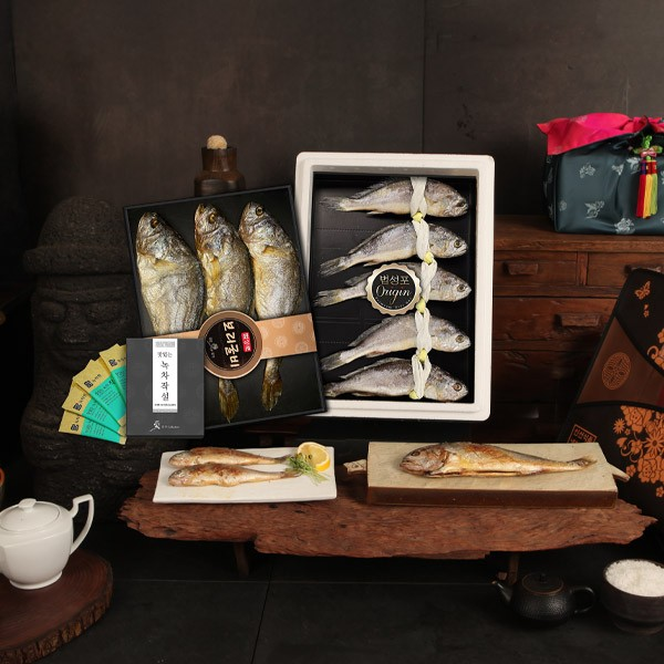 [법성포Origin] 참굴비&보리굴비 실속기획(2단/참굴비5,보리굴비3미,녹차4)