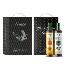 [아보아칸] 오일선물세트 블랙스완(해바라기+올리브포마세250ML)+손잡이박스
