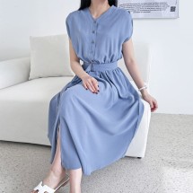 스보리 캡소매 밴딩 여신 롱원피스 벨트포함
