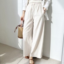 스보리 여성 린넨 밴딩 와이드팬츠 통바지 2color