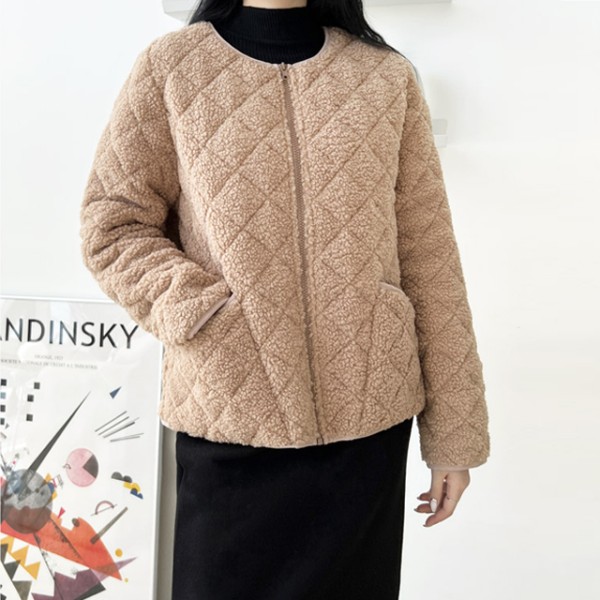스보리 여성 양털 뽀글이 누빔 경량 패딩 자켓 3color