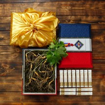 [고급포장][더 기다림] 강원도 토종 산양산삼 선물세트13호[5-6년근 12뿌리+천연벌꿀 12봉]