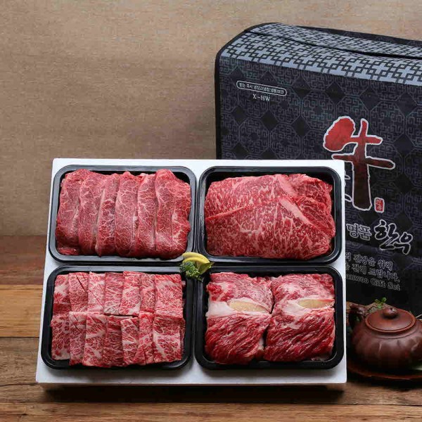 [안동한우정] 1등급 한우 구이 선물세트 1호(400g x 4)1.6kg