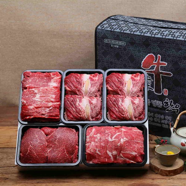 [안동한우정] 1등급 한우 구이 정육혼합 선물세트 7호(300g x 5)1.5k