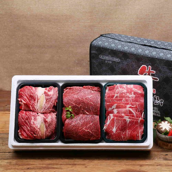 [안동한우정] 1등급 한우 구이 정육혼합 선물세트 3호(400g x 3)1.2k