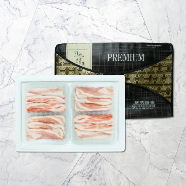 [더기다림 4 FRESH] 국내산 신선한 프리미엄 생 삼겹살 선물세트 1호 [500G*2팩 총1KG]