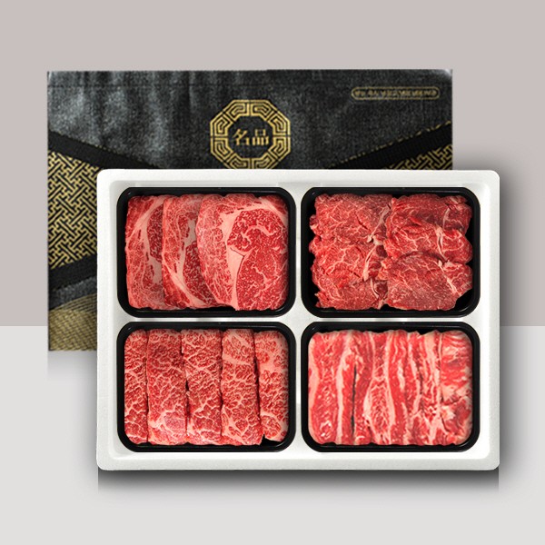 [브라이트데이] 1등급 미경산한우 구이용 1.2kg 선물세트(등심/안심/살치살/갈비살)