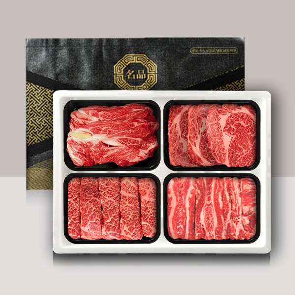 [브라이트데이] 1등급 미경산한우 구이용 1.6kg 선물세트(꽃등심/등심/살치살/갈비살)