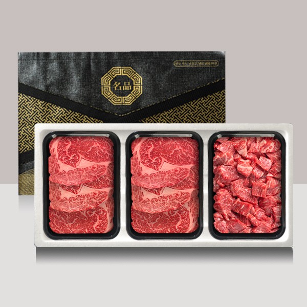[브라이트데이] 1등급 한우 1.1kg 선물세트(등심600g + 국거리500g)