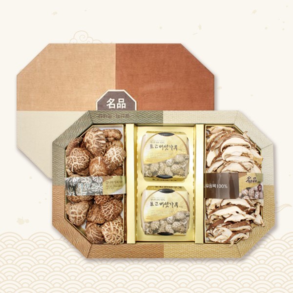 [브라이트데이] 팔각 국내산 표고 분말 선물세트(분말100g x 2ea + 다화고130g + 표고채80g)