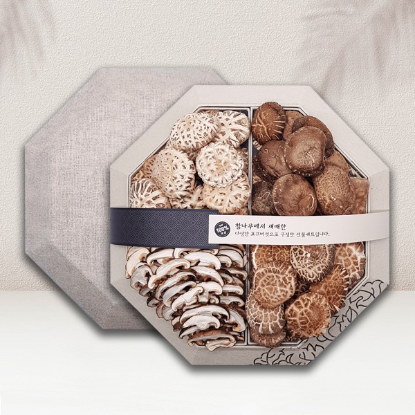 [브라이트데이] 프리미엄 국내산 버섯 선물세트(백화고130g + 흑화고120g + 동고120g + 표고채100g)