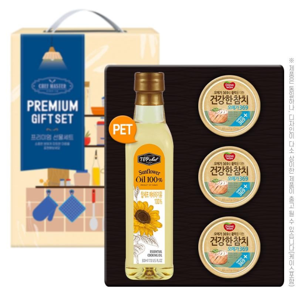 탑셰프페트 해바라기유 동원참치3P 추석 선물세트