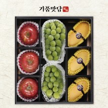 [기품맛담] 프리미엄 3종 과일혼합 선물세트 1호 (사과3입/망고3입/샤인2수 총3.5kg 내외)