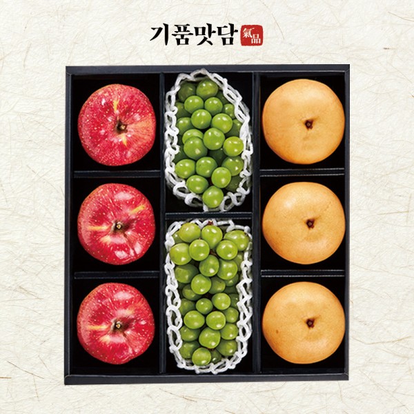 [기품맛담] 프리미엄 3종 과일혼합 선물세트 2호 (사과3입/배3입/샤인2수 총 4.3kg내외)