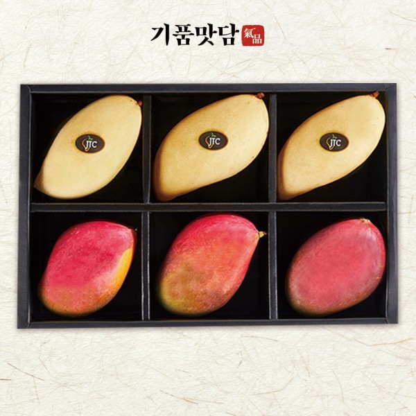 [기품맛담] 고당도 프리미엄 망고2종 선물세트 1호 (골드망고3입/애플망고3입 총 2.2kg)