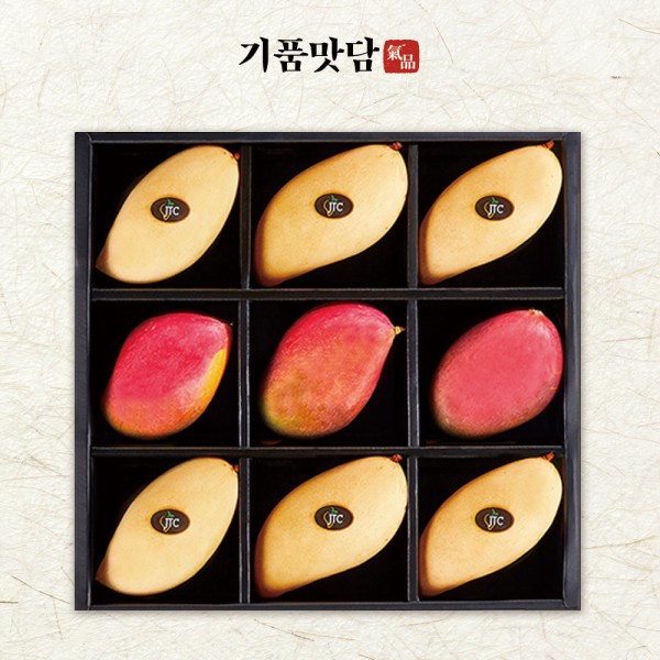 [기품맛담] 고당도 프리미엄 망고2종 선물세트 2호 (골드망고6입/애플망고3입 총 3.2kg)