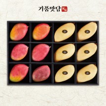 [기품맛담] 고당도 프리미엄 망고2종 선물세트 3호 (골드망고6입/애플망고6입 총 4.4kg)
