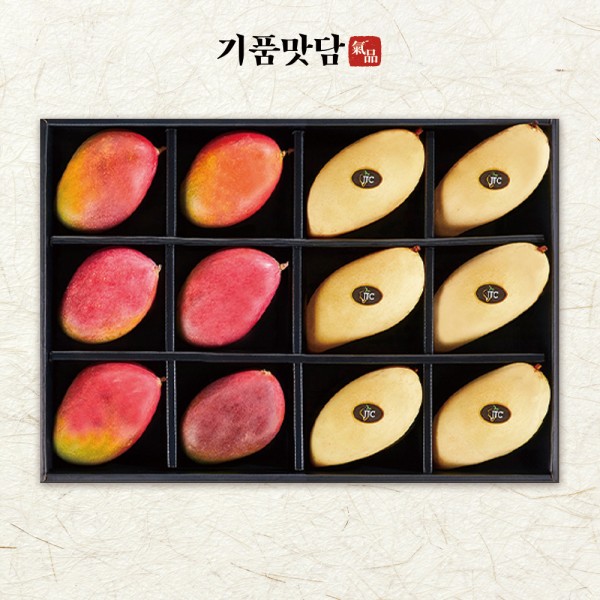 [기품맛담] 고당도 프리미엄 망고2종 선물세트 3호 (골드망고6입/애플망고6입 총 4.4kg)