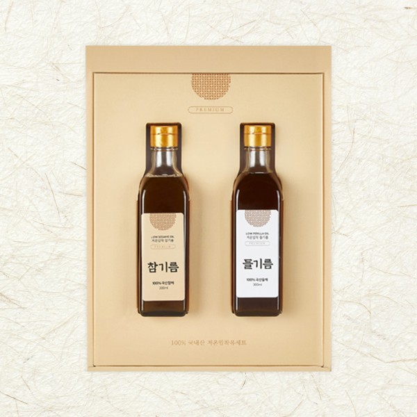 [기품맛담] 국산참기름300ml+국산들기름300ml 선물세트