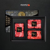 [기품맛담] 한우 1++등급 프리미엄 꽃등심/채끝 모둠구이 선물세트 1호 600g (꽃4/채2)
