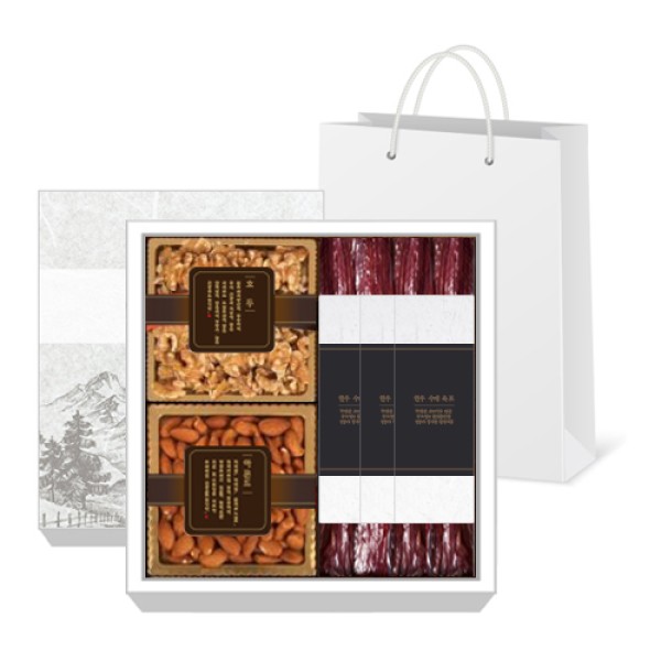 [어썸퓨어] 한우 수제 육포 & 견과 세트 (호두&아몬드) A