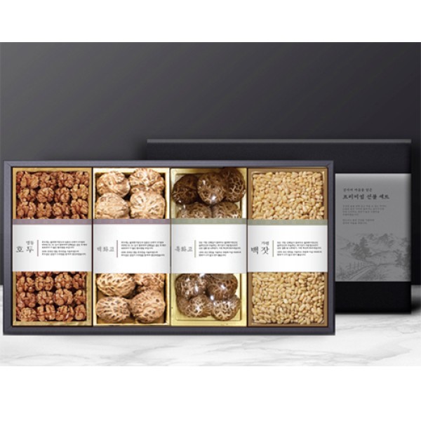 [어썸퓨어] 프리미엄 국내산 명품 버섯 & 임금님 진상 견과 4종 세트 B