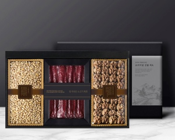 [어썸퓨어] 프리미엄 한우 육포 & 임금님 진상 견과 3종 세트