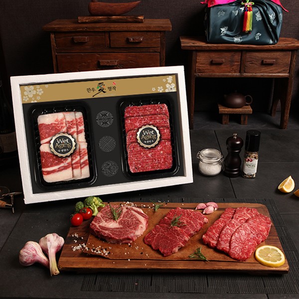 [한우애명작] 숙성한우 구이특선 차돌박이&떡갈비 3호(차떡)