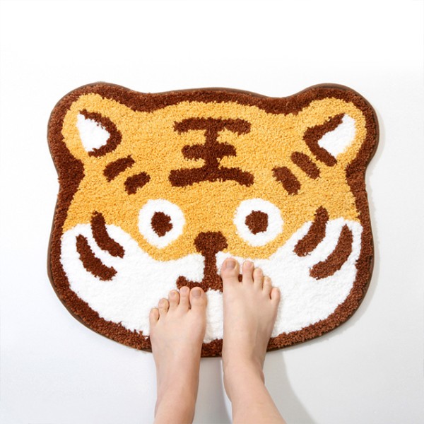 호랑이 얼굴 융털 발매트 욕실매트 55x45