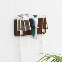 코시나 우드 욕실 다용도 홀더 월넛 칫솔 치약