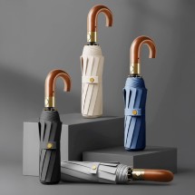 고급 우드 그립 UV차단 테무르 자동 우산 4color