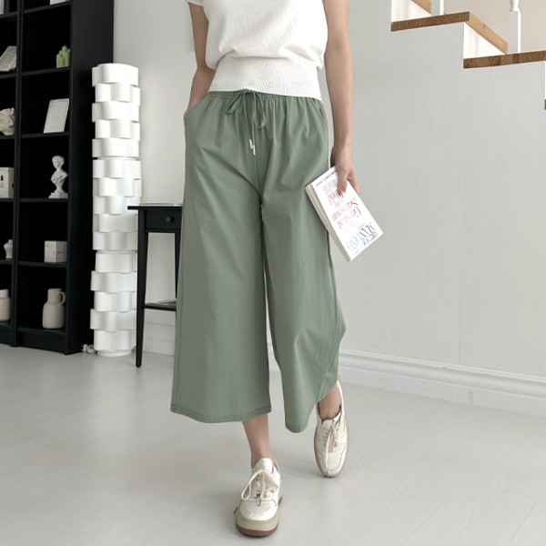 여성 쿨링 8부 나일론 와이드 팬츠 아이스 5color