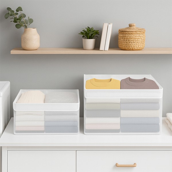 1+1 접이식 옷 의류 수납 펜트리 정리함 보관함 PVC 리빙박스 중대형