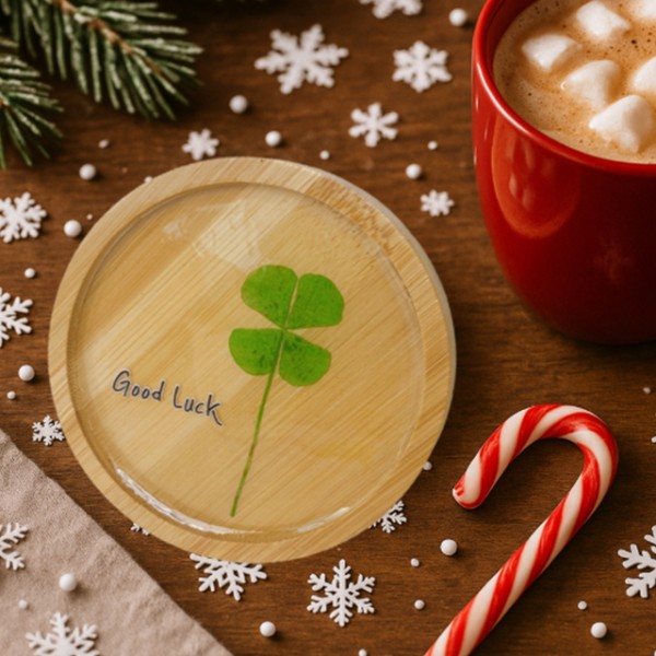 행운 네잎클로버 원형 미니 티코스터 컵받침 만들기 DIY키트 체험