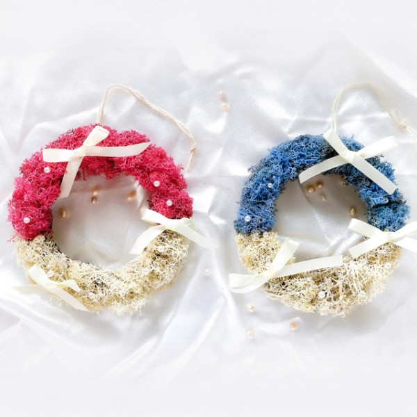 스칸디아모스 진주 리본 리스 만들기 DIY키트 체험 트리 장식