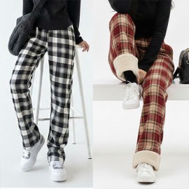 여성용 체크패턴 기모바지 츄리닝바지 수면바지