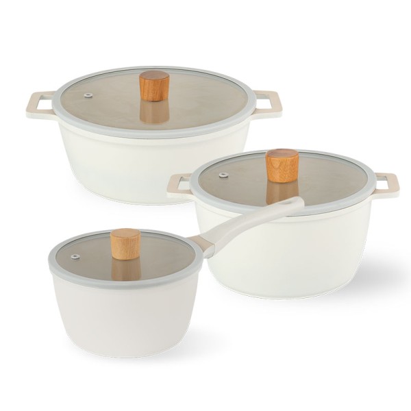 아리수크림 세라믹냄비 3종 / 편수 15 + 양수 20 + 전골 24