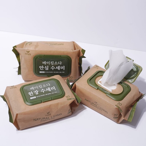 자연살림 베이킹 소다 안심 수세미 30매X10개 (1박스)