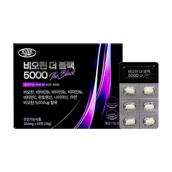 [에버그린] 비오틴 더 블랙 5000 500mg x 60정
