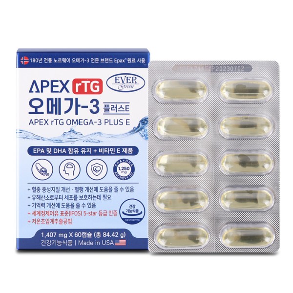 [에버그린] 에이펙스 알티지 오메가-3 비타민E 1,407mg x 60캡슐