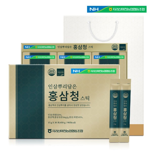 [지리산마천농업협동조합] 인삼뿌리담은 홍삼청 스틱 15g X 30포 [쇼핑백 포함]